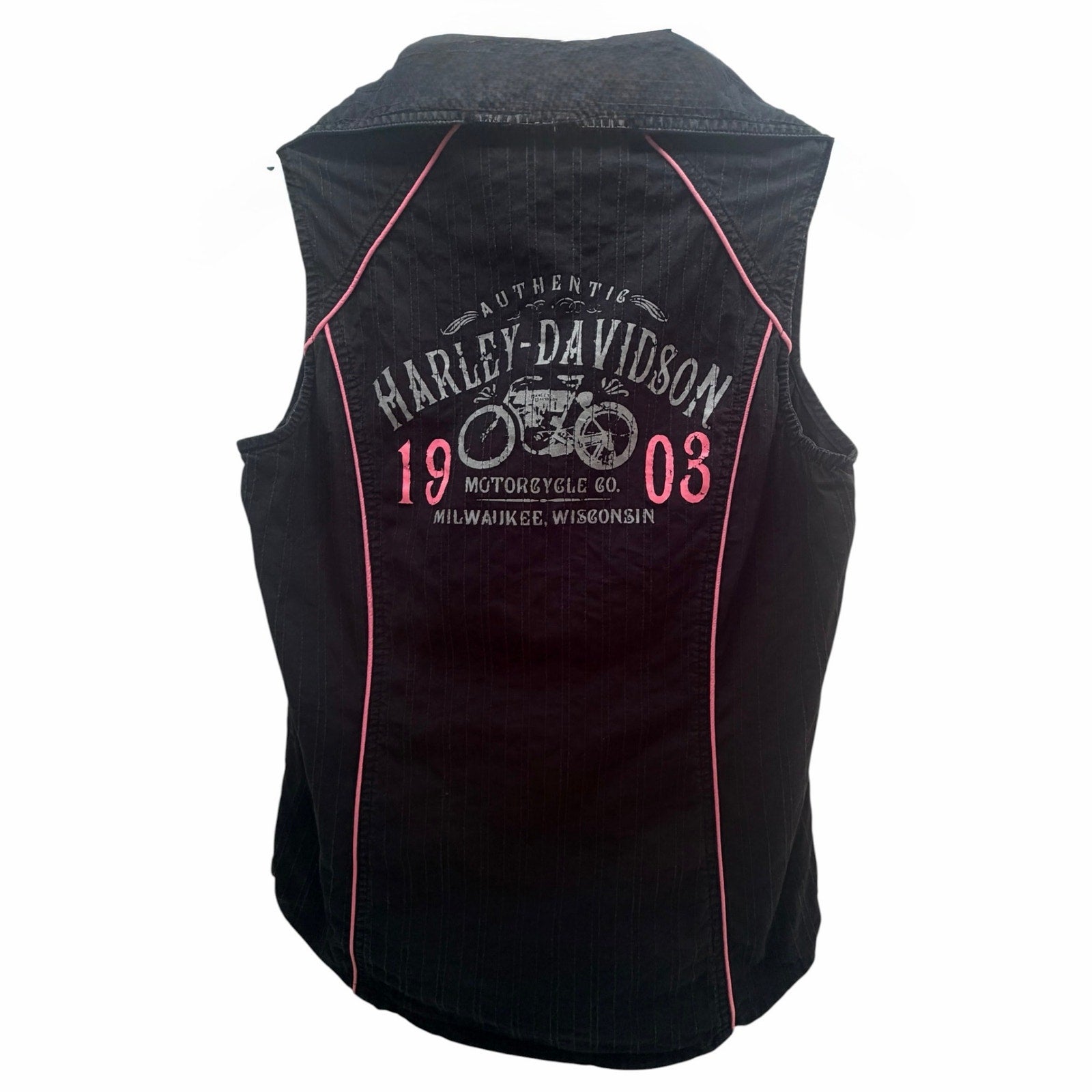 Harley-Davidson 1903 Sleeveless Snap Shirt Women's Black Pink