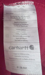 Carhartt Men's Red Men's Dearborn Loose Fit Heavyweight Long Sleeve Pocket T-Shirt T-Shirt — fabric content tag