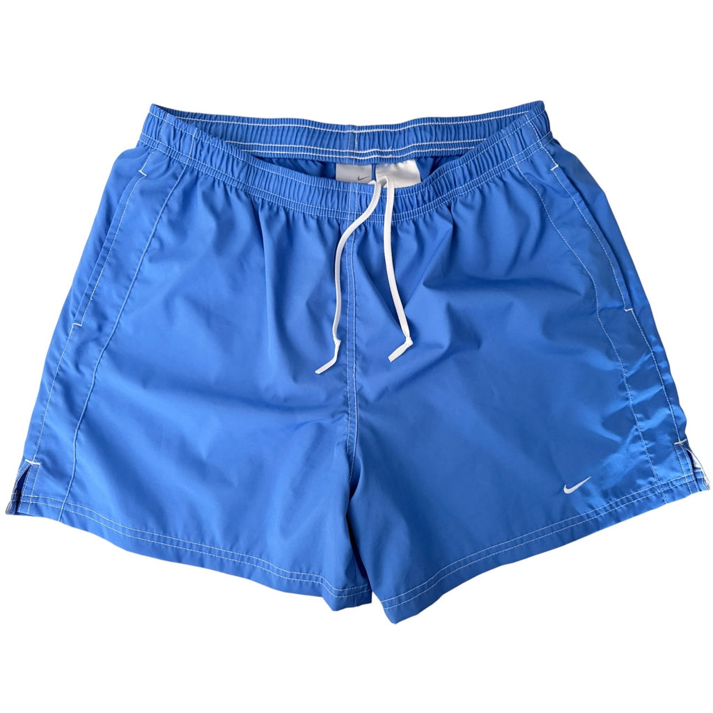 Nike Mens Medium Blue Swim Trunks Board Shorts Drawstring Swoosh
