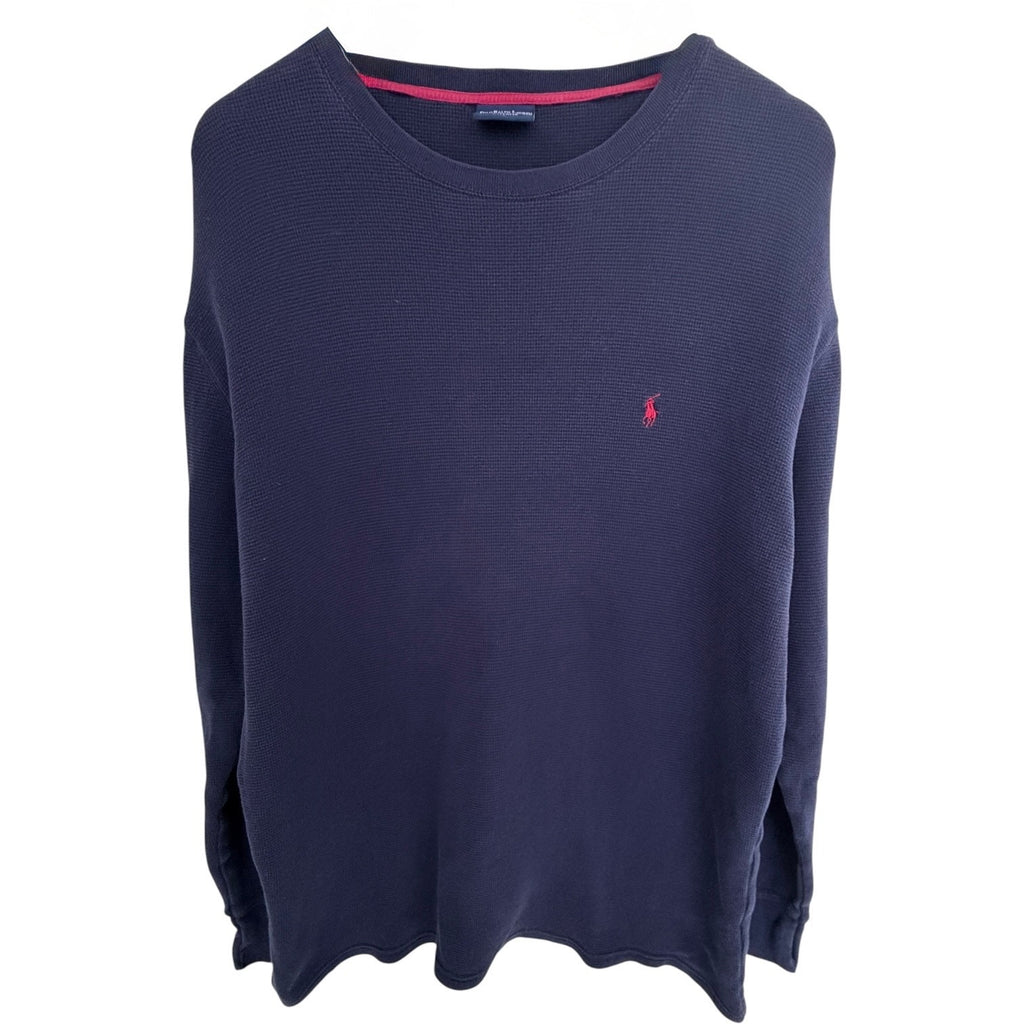Polo Ralph Lauren Sleepwear Thermal Shirt Mens Large Navy Waffle Knit Top