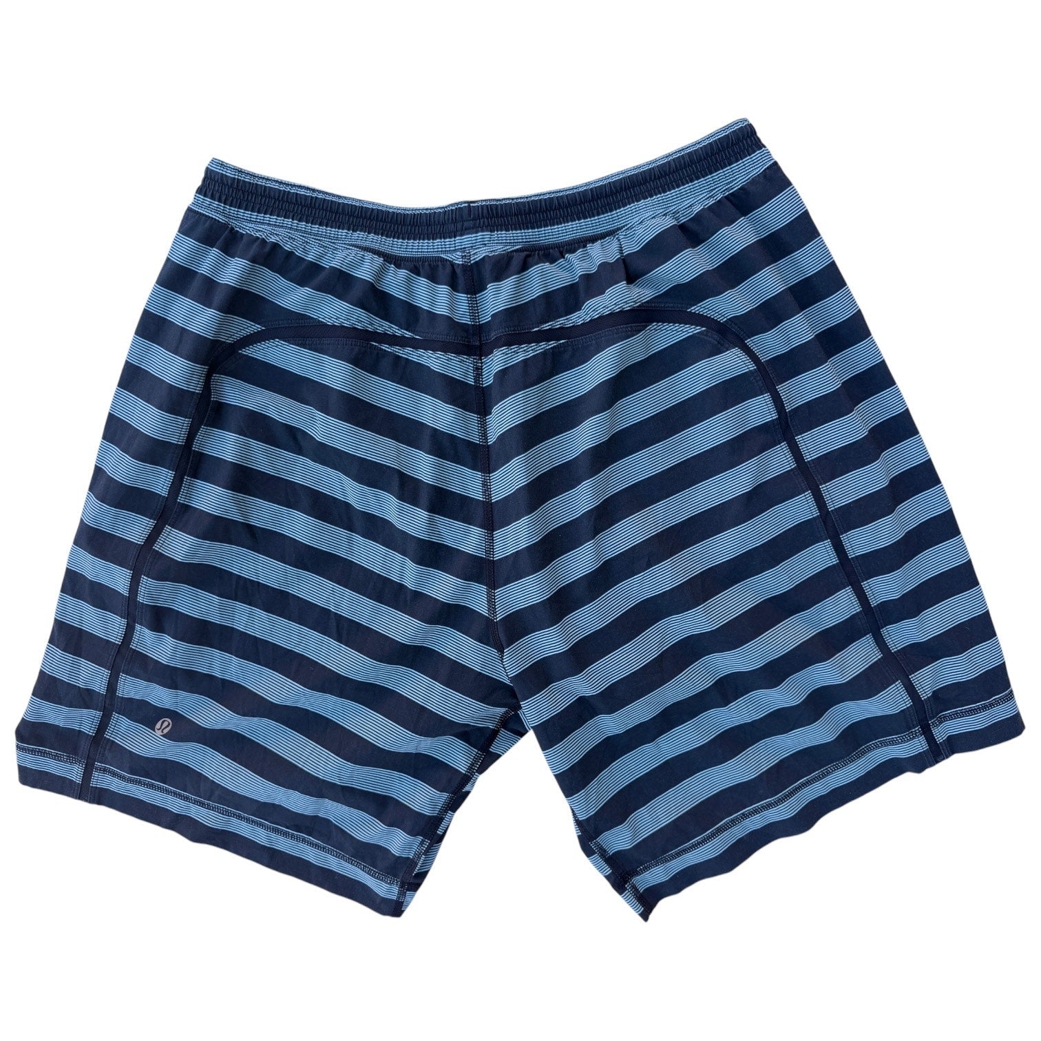 Lululemon Shorts Mens Medium Blue Striped Performance Training Gym Athletic