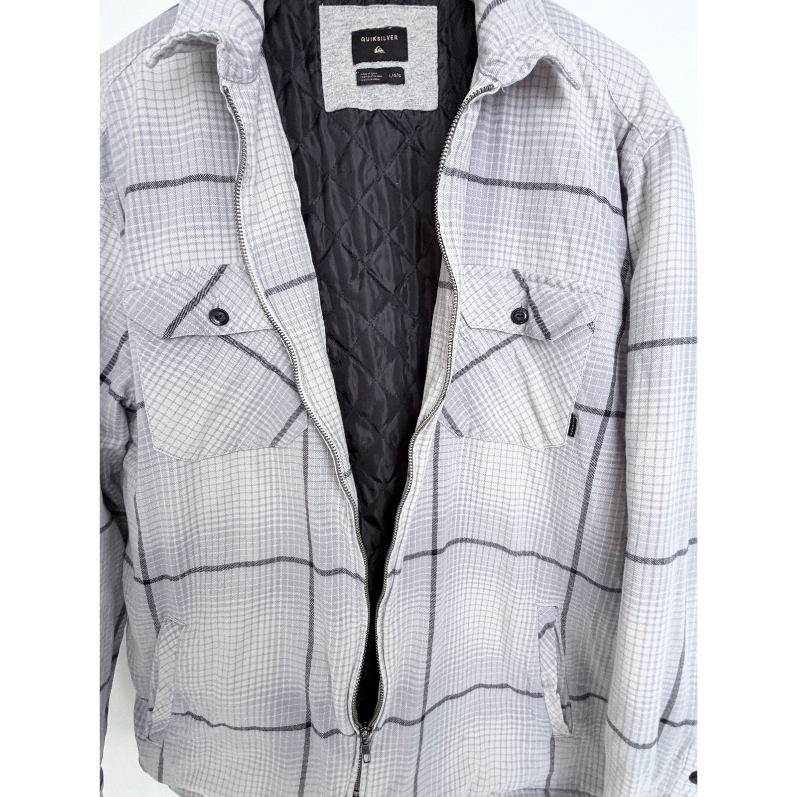 Quiksilver Plaid Quilted Jacket Mens Large