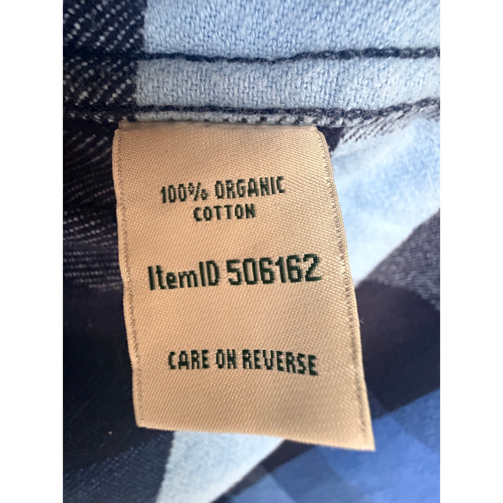 L.L.Bean Women's Blue Plaid Organic Cotton Flannel Large