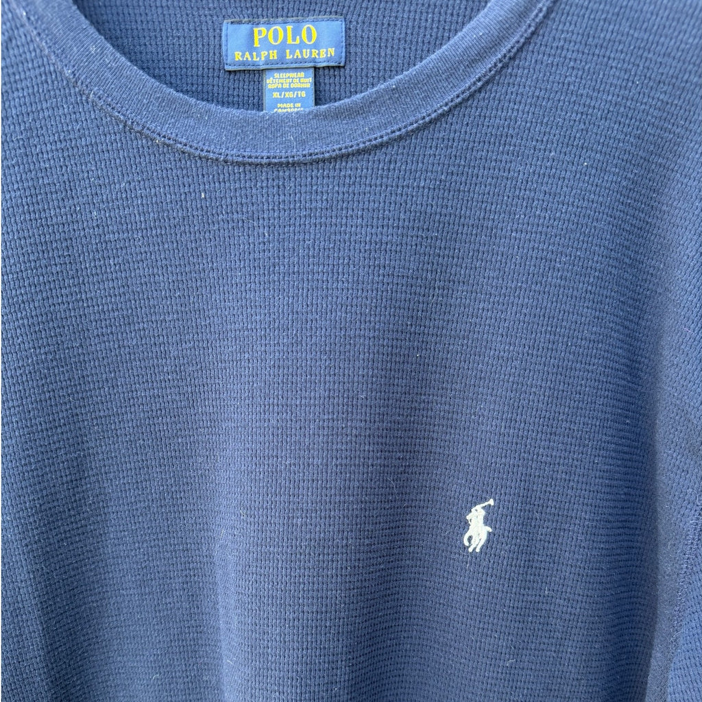 Polo Ralph Lauren Waffle Knit Shirt Mens XL Blue Long Sleeve Sleepwear Top