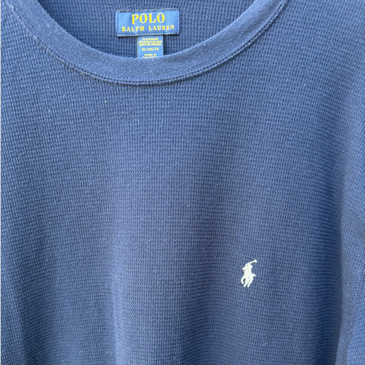 Polo Ralph Lauren Waffle Knit Shirt Mens XL Blue Long Sleeve Sleepwear Top