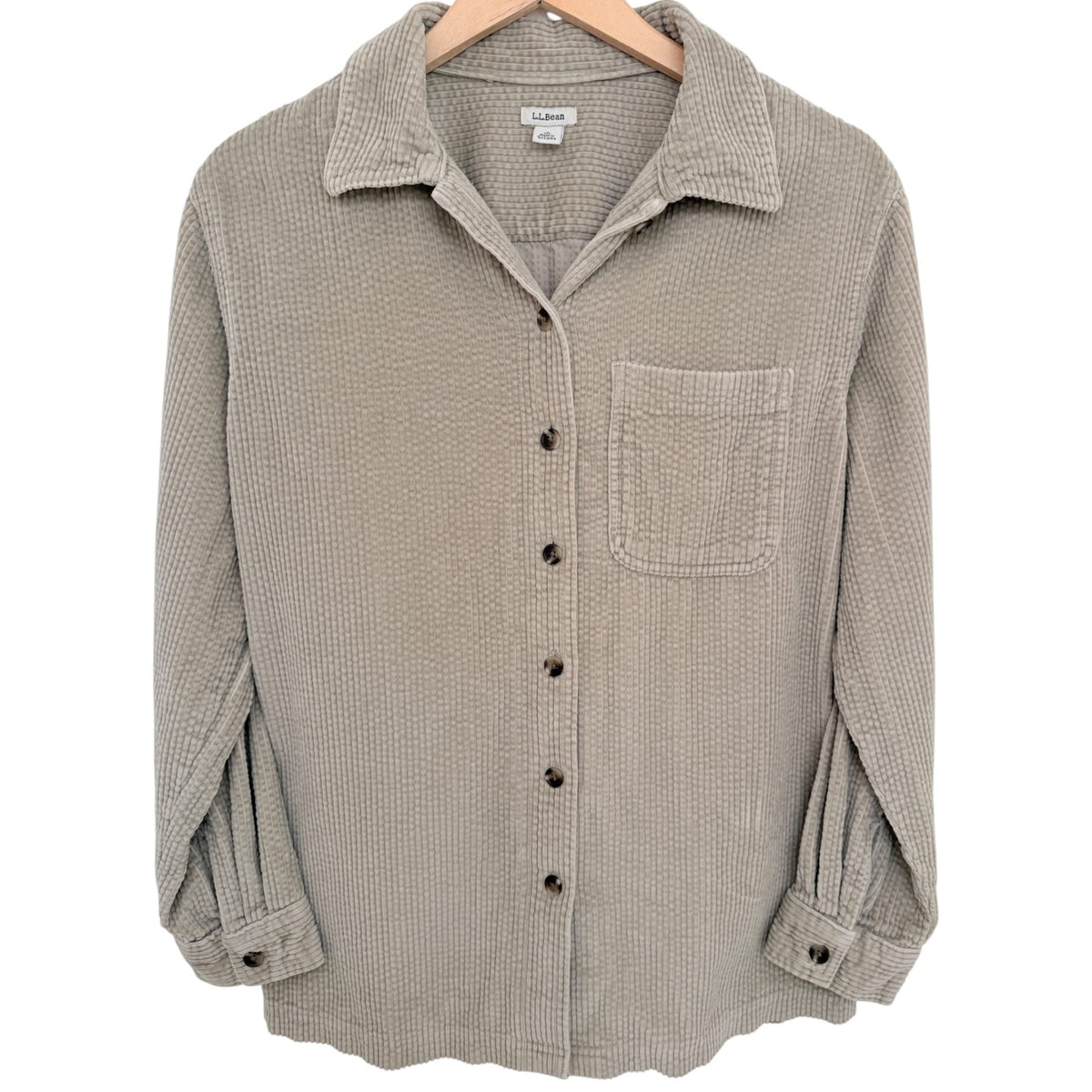 L.L.Bean Women's Gray Plaid Button-Up — front view