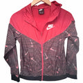 Nike Red Black Swoosh Windbreaker Womens Large