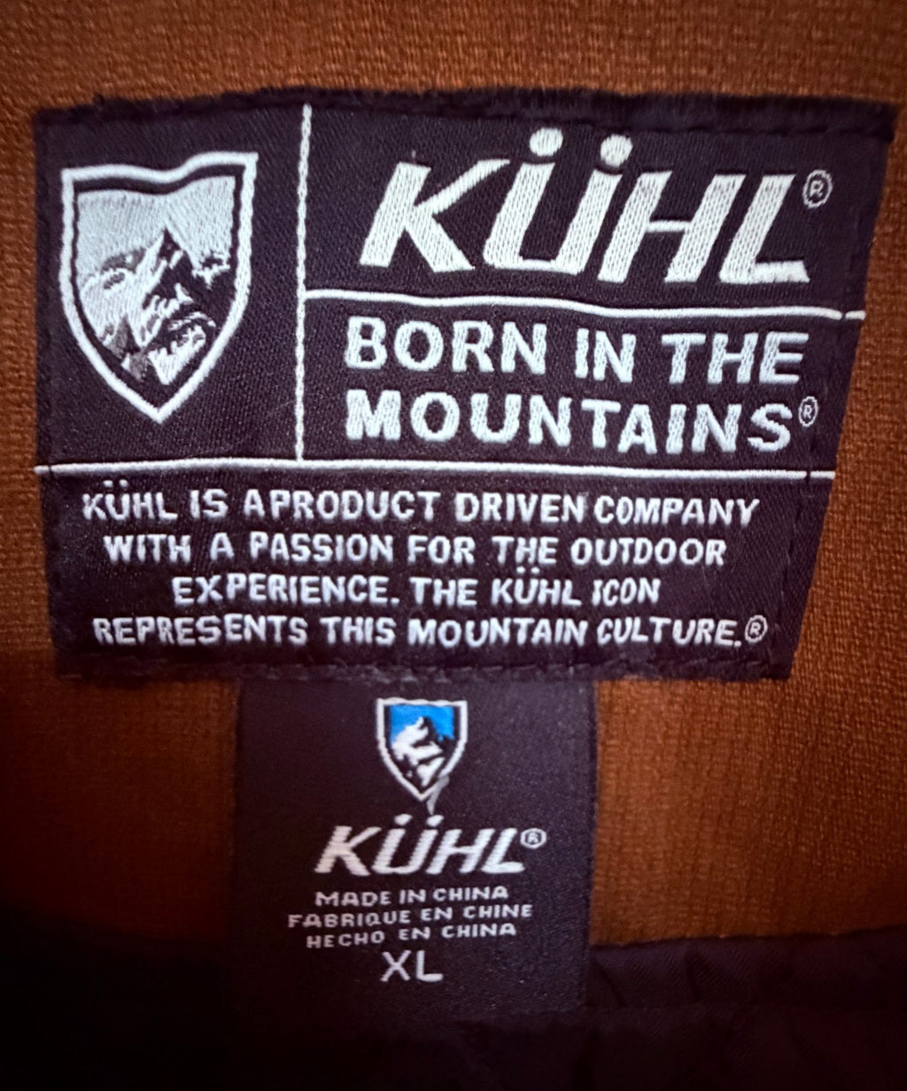 KÜHL Men's Brown Vintage Patina Dye Vest — brand label