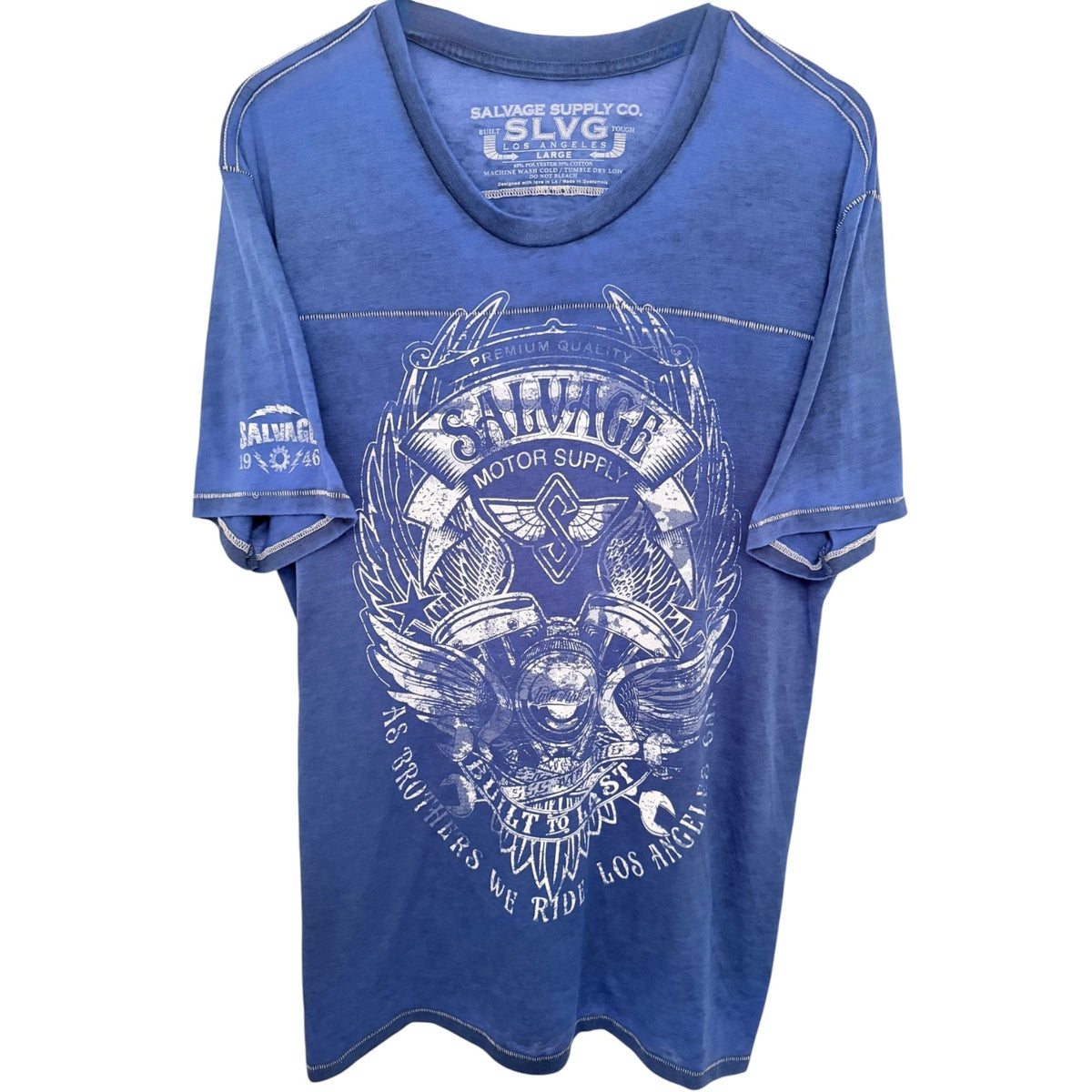 Salvage Supply Co. Men's Blue Crewneck T-Shirt — front view