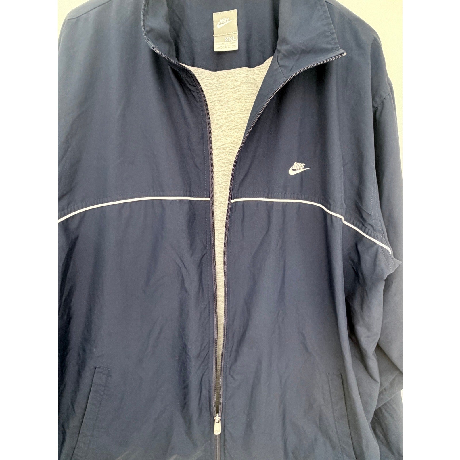 Nike Windbreaker Jacket Mens XXL Navy Full Zip Lightweight Track Jacket