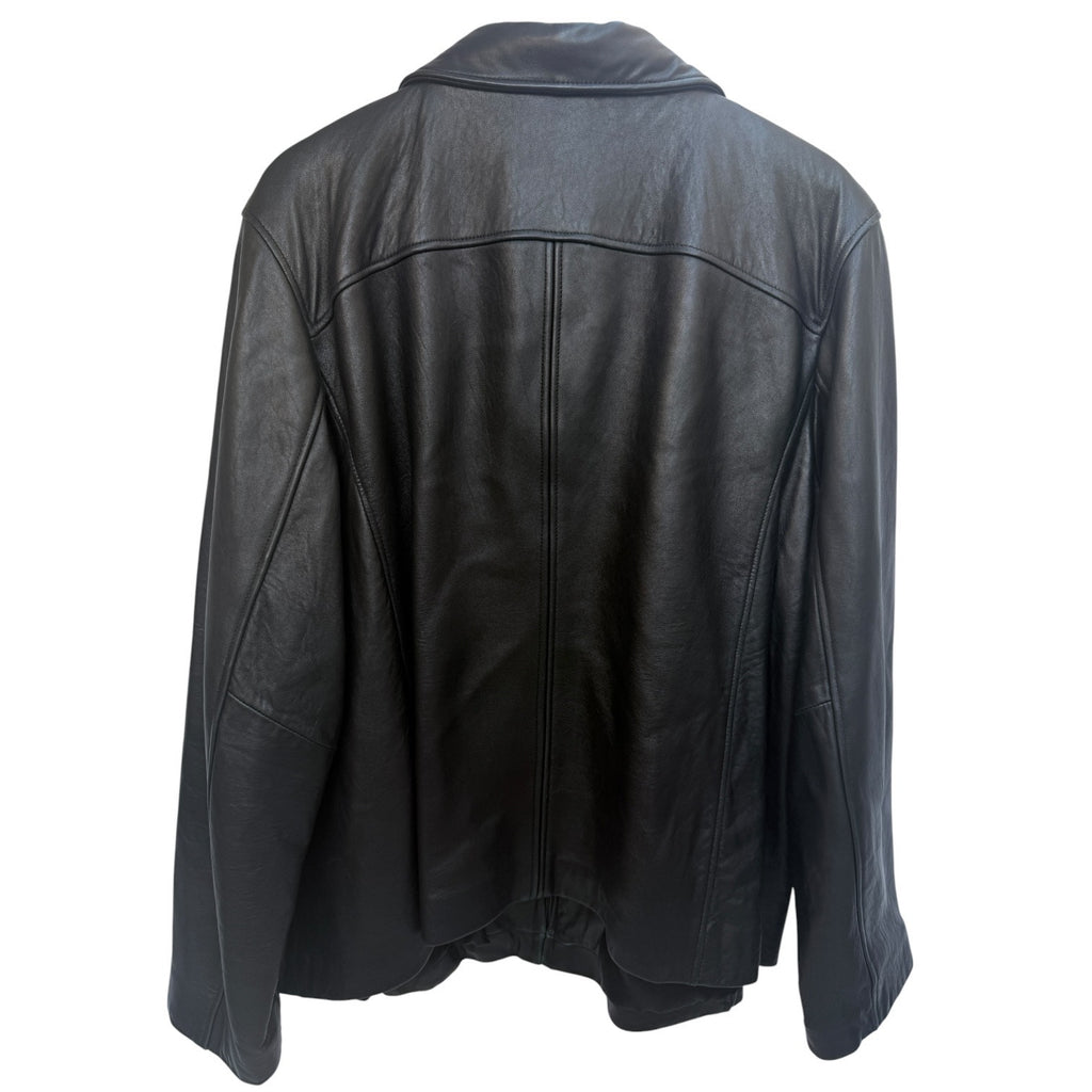 Venezia Leather Jacket Womens Medium Black Zip Up Coat Lined Interior