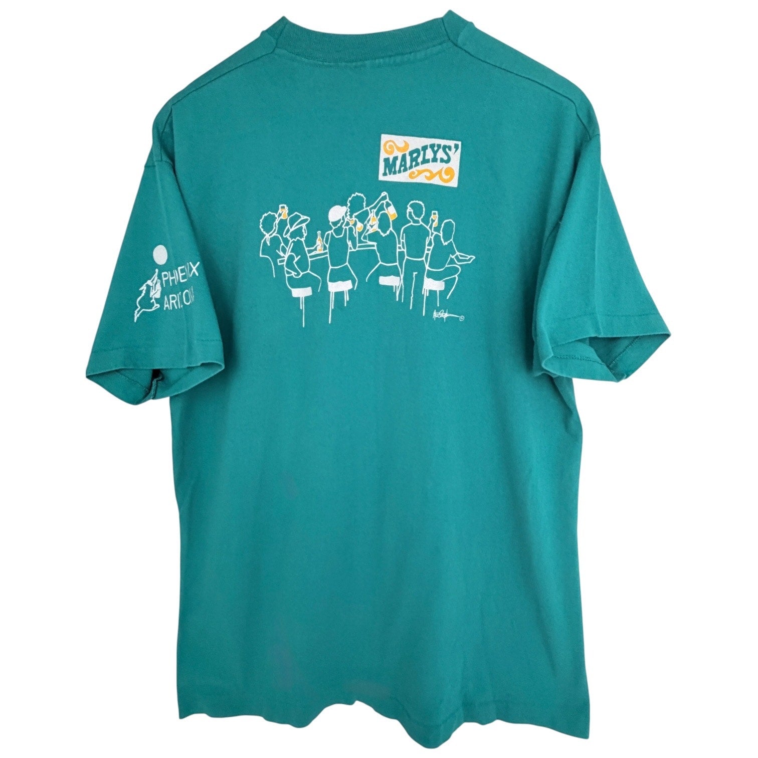 Vintage Marlys Phoenix Arizona Single Stitch TShirt Mens XL Teal Bar Graphic USA
