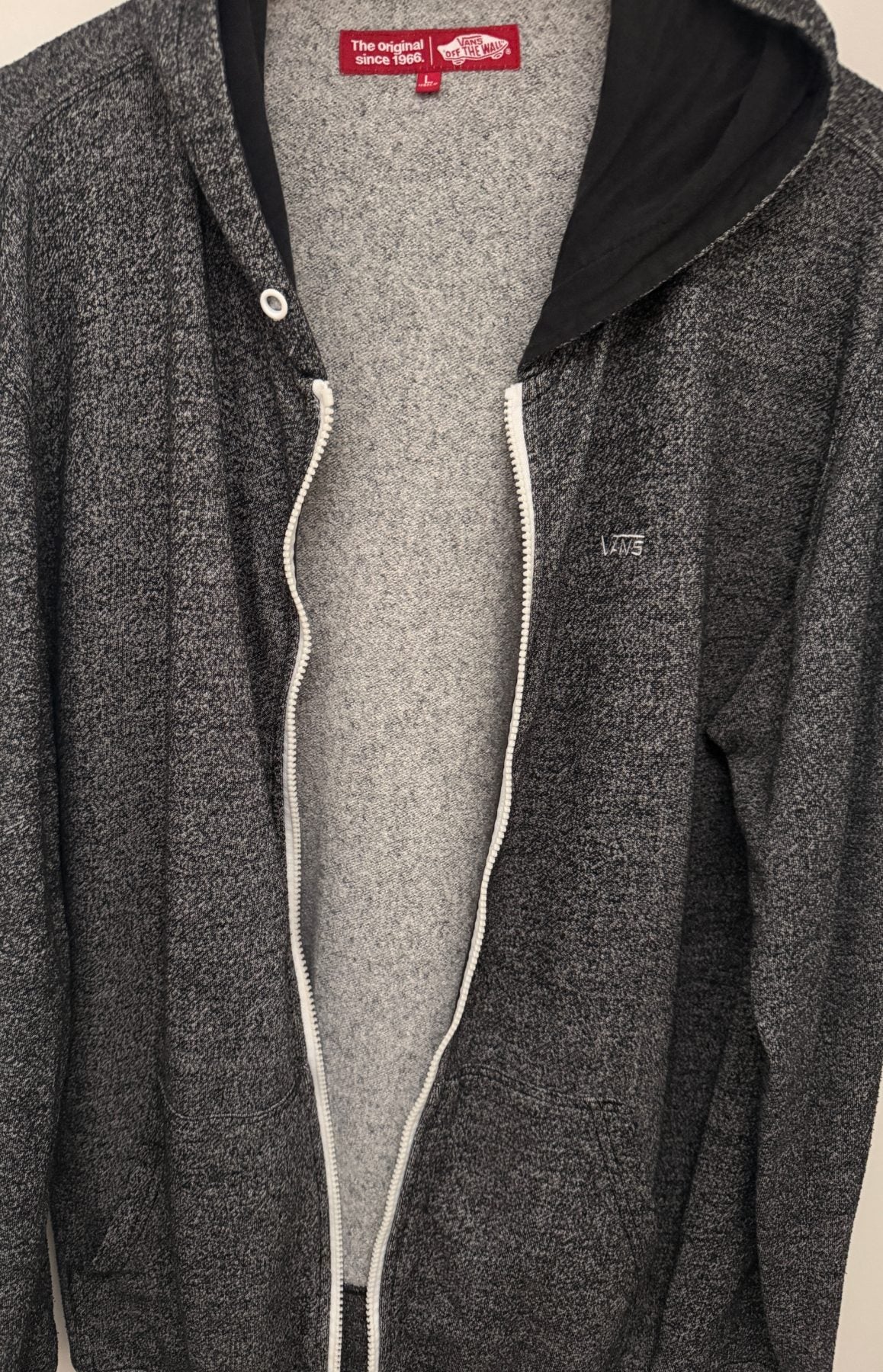 Vans Men's Gray Fleece Hooded Striped Hoodie — view 4