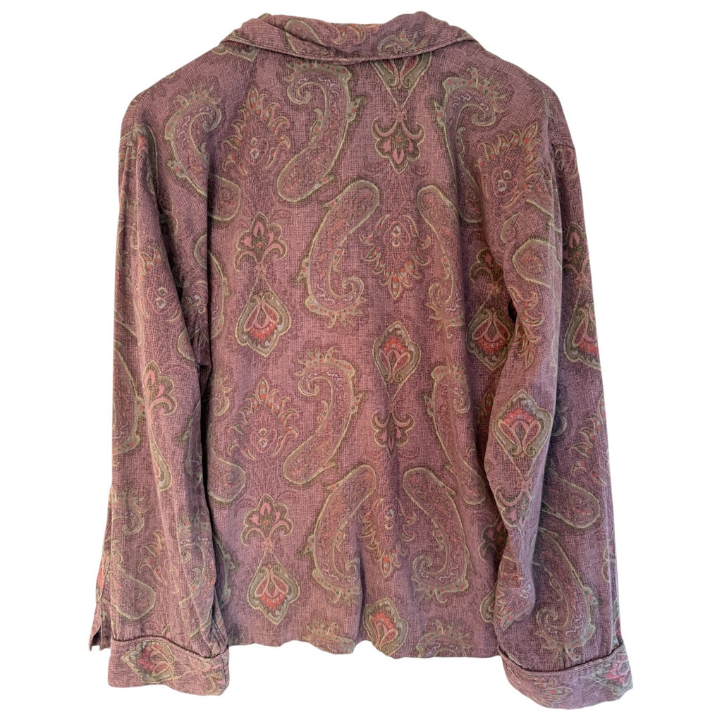 Lauren Ralph Lauren Paisley Button Up Shirt Womens XL Purple Boho Blouse