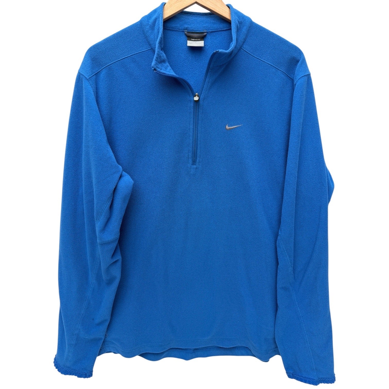 Nike Therma Fit Quarter Zip Pullover Mens Large Blue Fleece Swoosh Athletic
