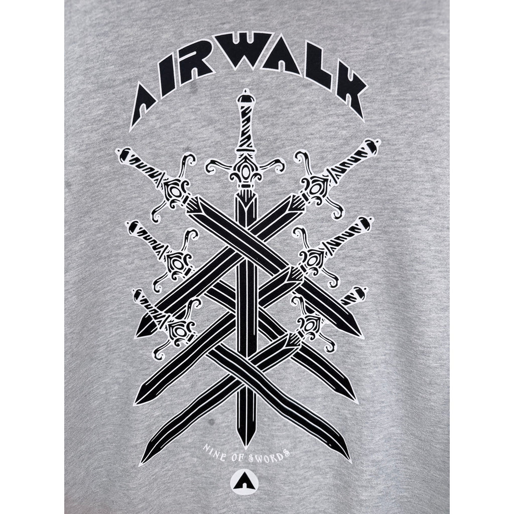 Airwalk Zip Hoodie Mens Large Gray Graphic Full Zip Sweatshirt