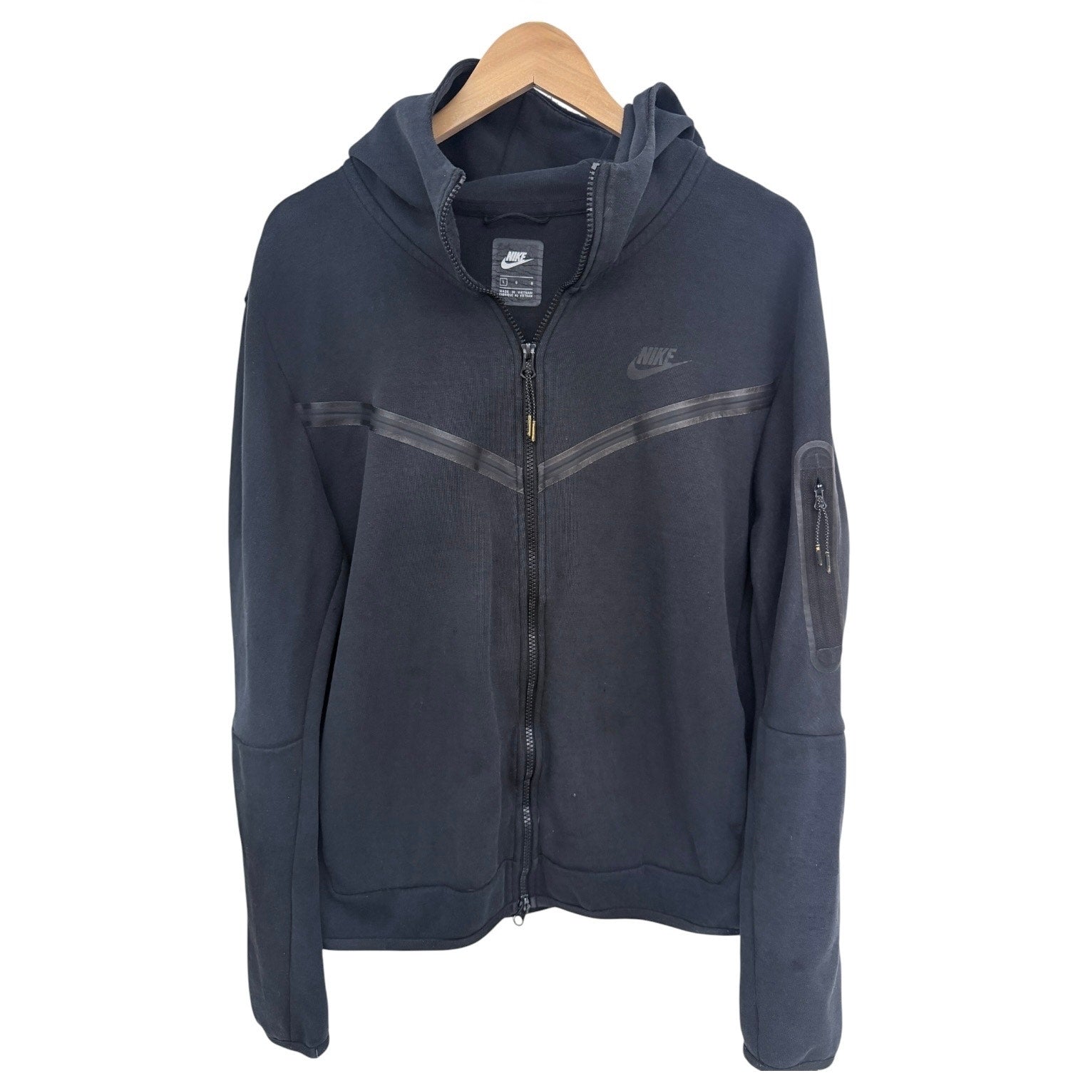 Nike Tech Fleece Hoodie Mens Large Black Full Zip Sweatshirt Jacket