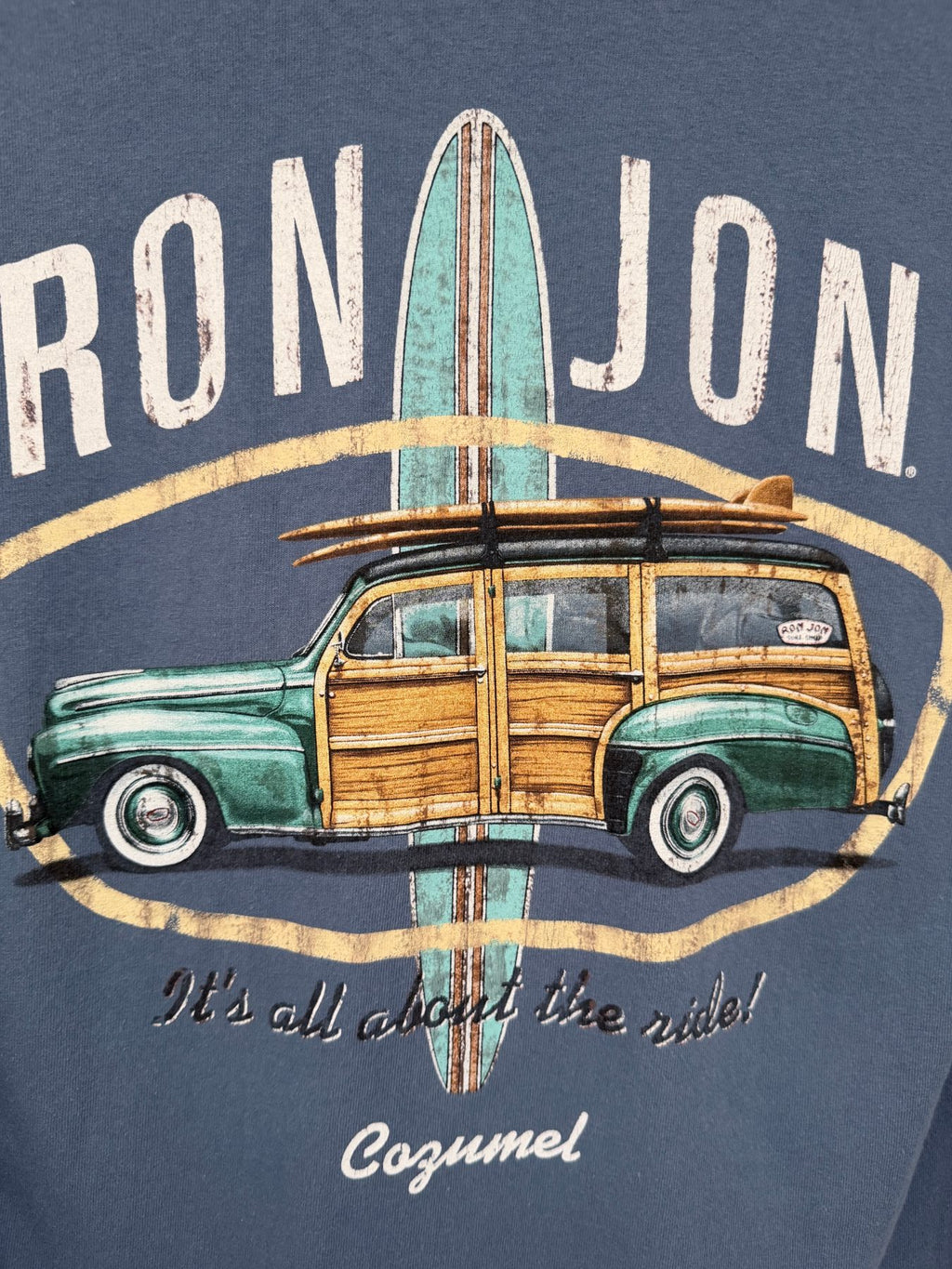 Ron Jon Surf Shop Men's Blue Cozumel – It's all about the ride! T-Shirt — view 4