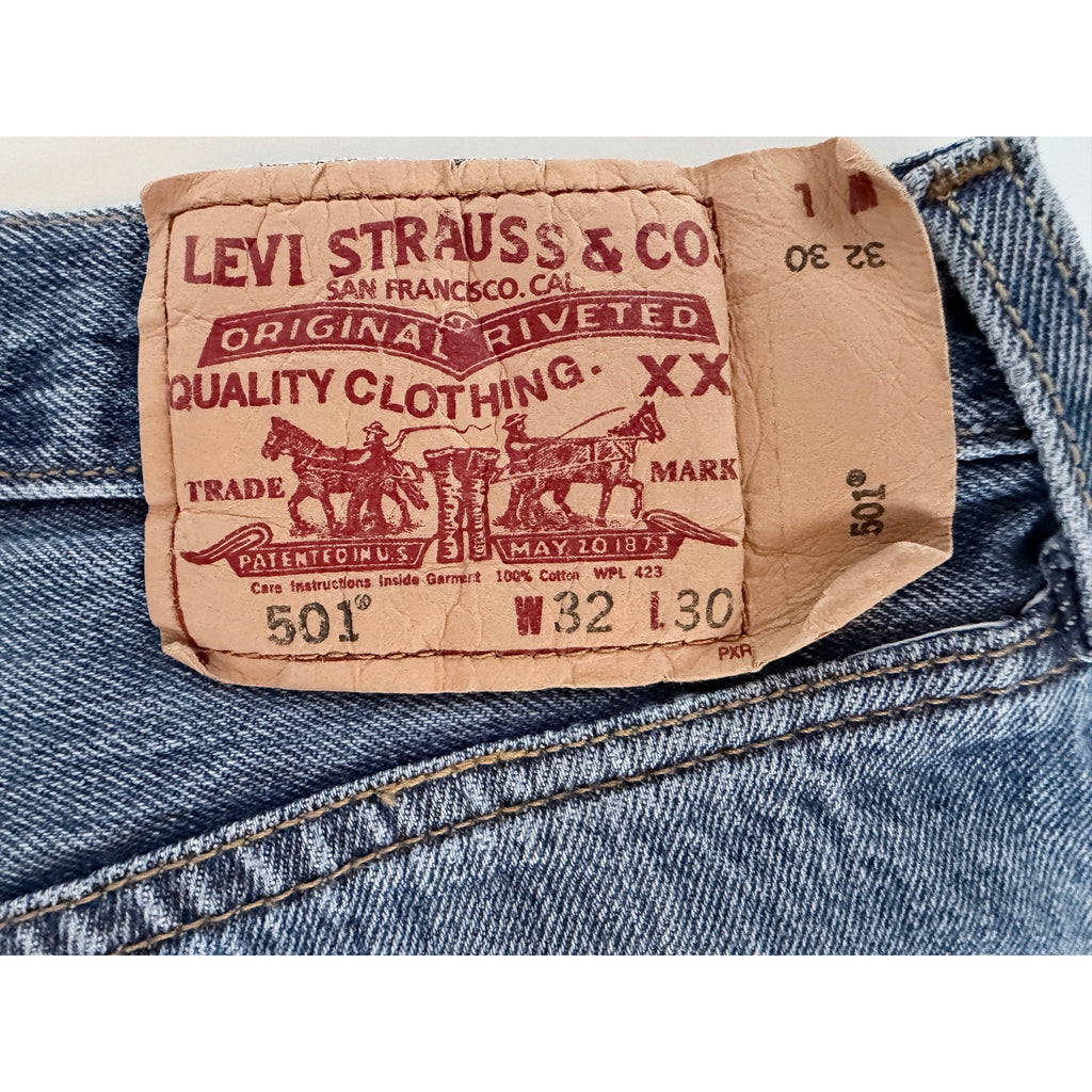 Levi Strauss 501 Jeans Mens 32x30 Blue Denim Button Fly Straight Leg Pants