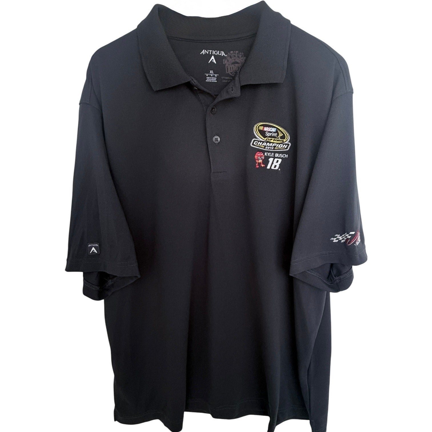 Kyle Busch 18 NASCAR Sprint Cup Series Champion 2015 Polo Shirt Mens XL Black