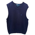 Polo Ralph Lauren Sweater Vest Mens Large Navy Knit V Neck Pony Logo Preppy