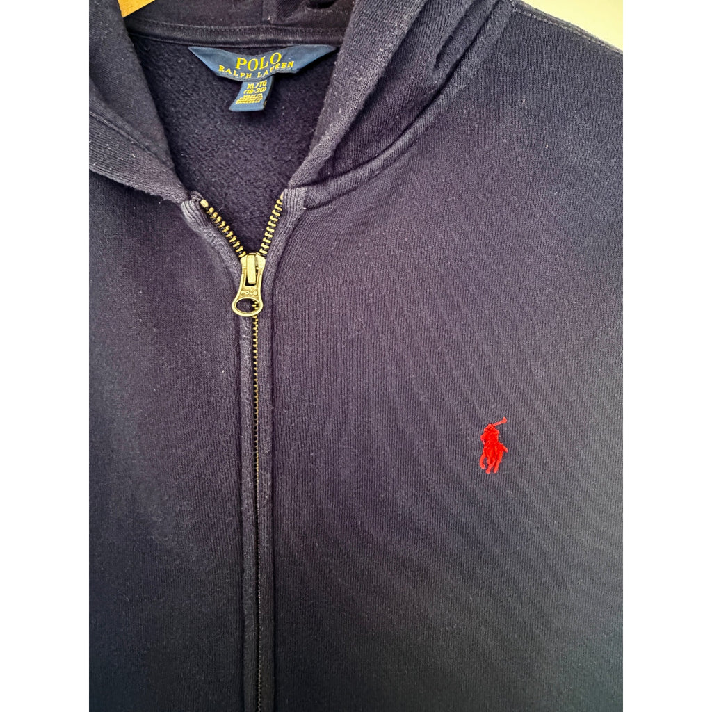 Polo Ralph Lauren Full Zip Hoodie Youth XL 18-20 Navy Pink Pony Sweatshirt