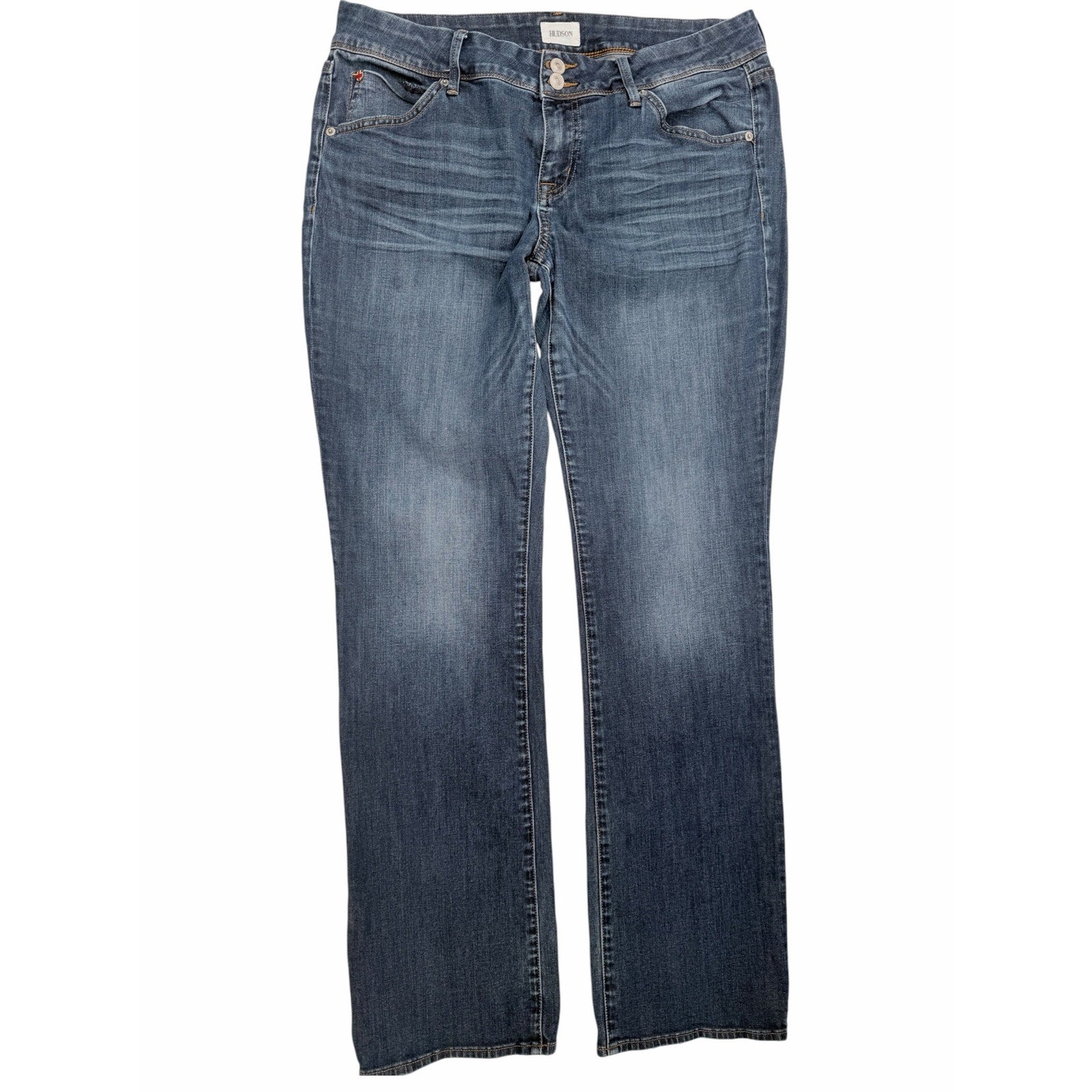Hudson Jeans Mens 32 Blue Bootcut Stretch Denim Pants Flap Pocket