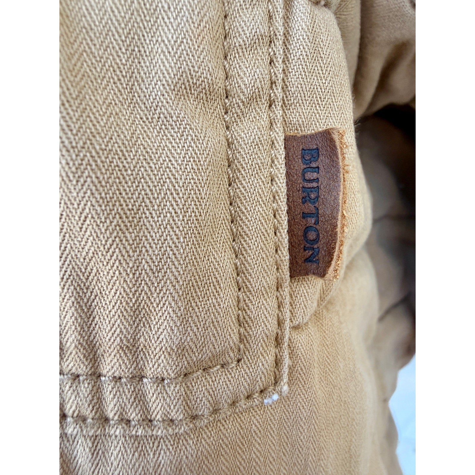 Burton Durable Goods Quilted Hooded Jacket Tan Mens Medium Full Zip