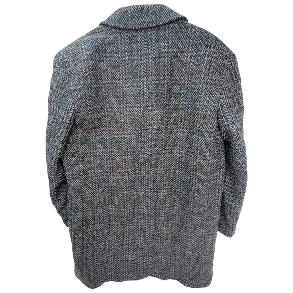 Prendina Kynoch Keith Scotland Wool Coat Mens Large Gray Herringbone Plaid