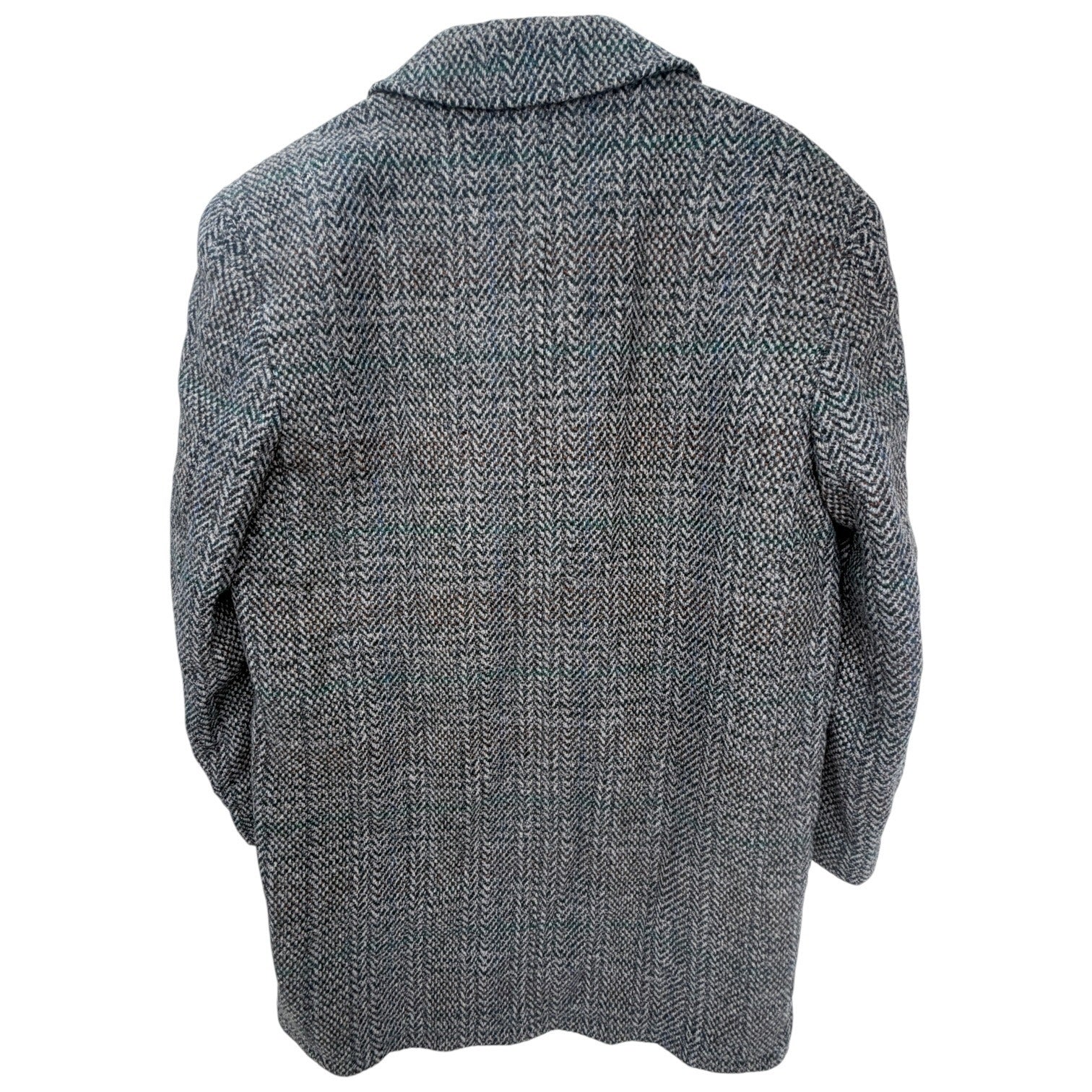 Prendina Kynoch Keith Scotland Wool Coat Mens Large Gray Herringbone Plaid