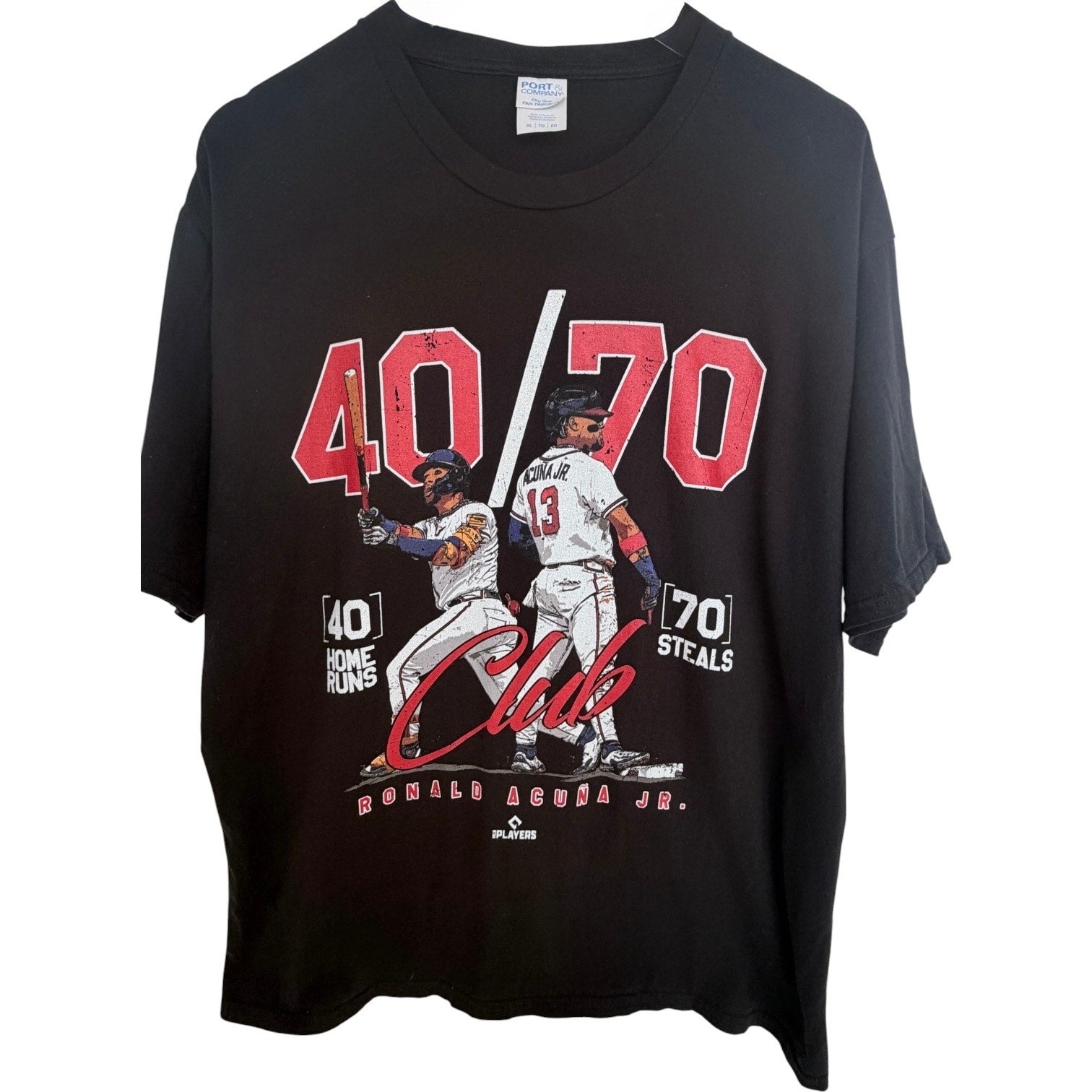 Ronald Acuna Jr 40 70 Club T Shirt Mens XL Black Atlanta Braves MLB Graphic Tee