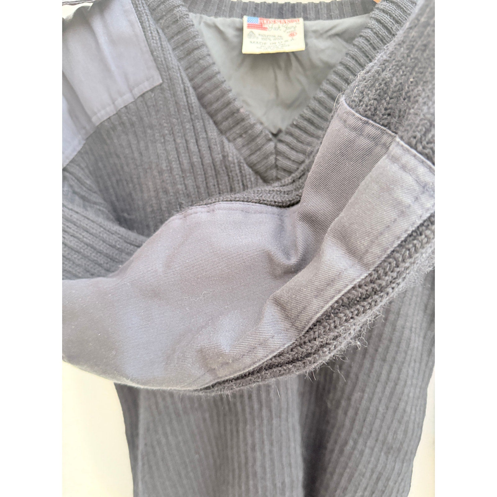 Commando Wool Sweater Mens XL Gray USA Made Military Style Heavyweight Knit