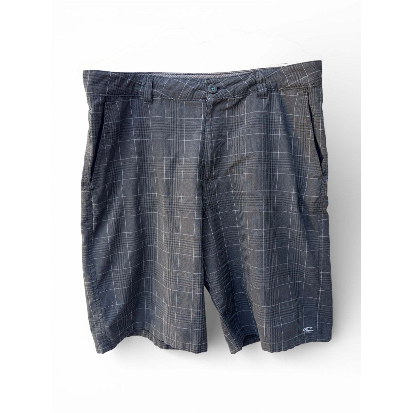 O'Neill Plaid Hybrid Shorts Mens 34 Gray Surf Skate Casual Shorts