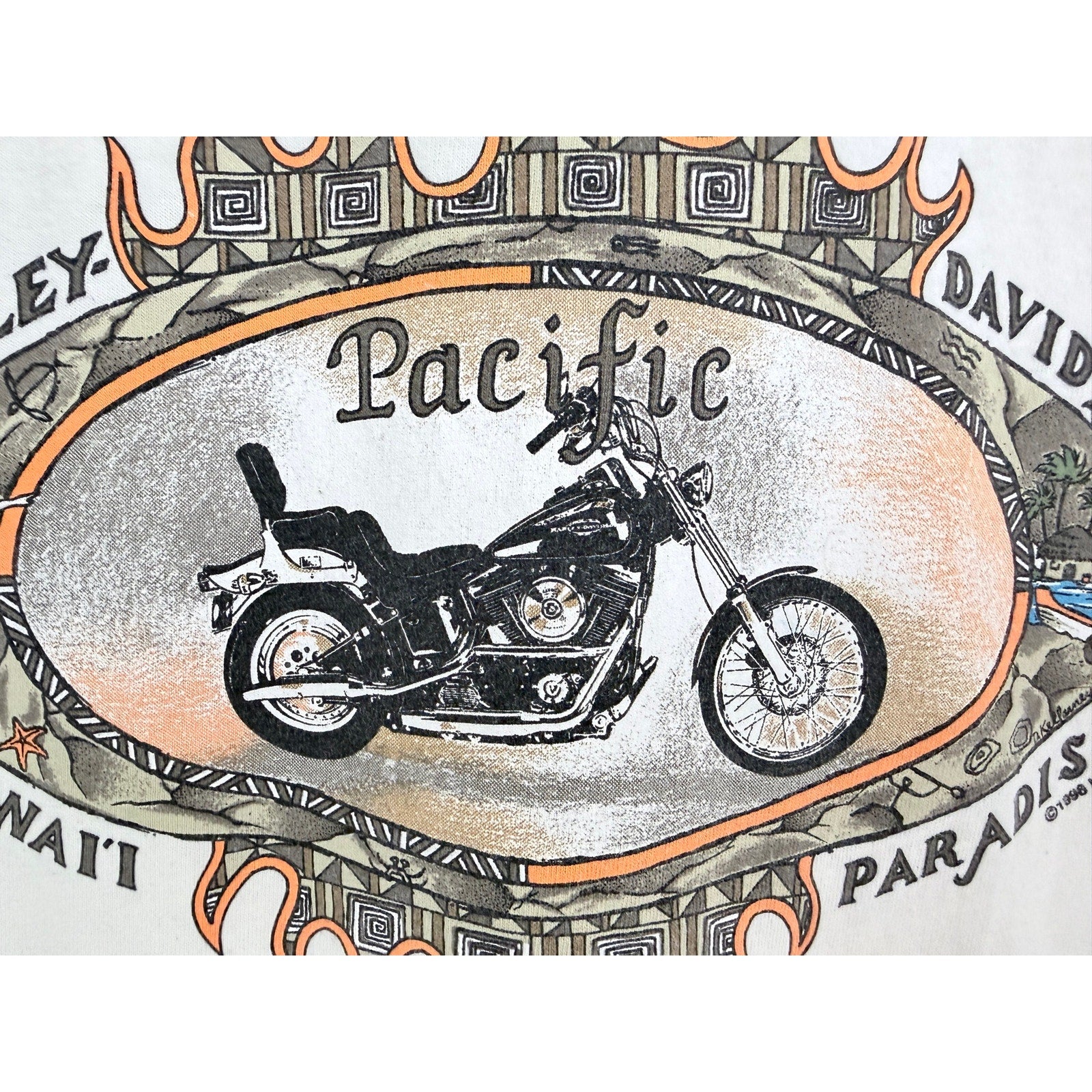 Harley-Davidson Pacific Hawaii Paradise T Shirt Mens Large Made USA 100% Cotton