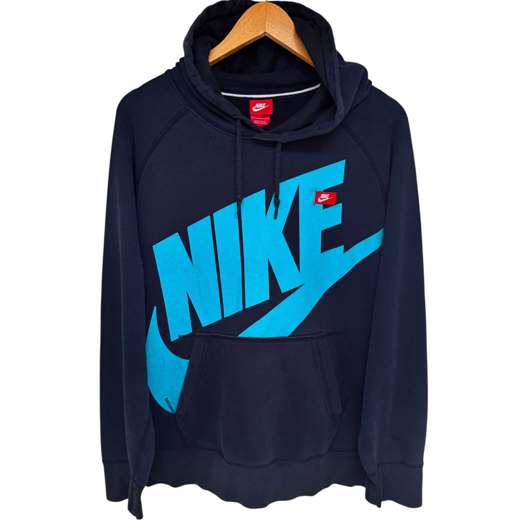 Nike Men's Navy Blue Fleece Oversized Hooded Hoodie — front view