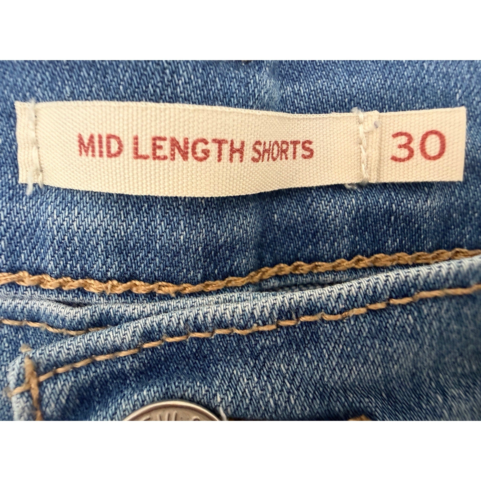 Levi's Women's Mid Length Distressed Denim Shorts 30