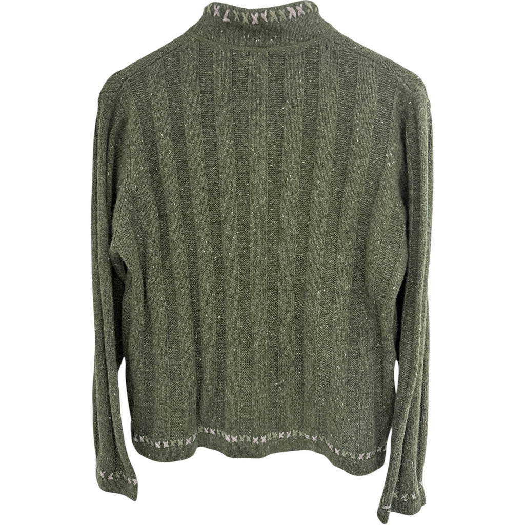 Woolrich Sweater Womens L Green Quarter Zip Knit Pullover