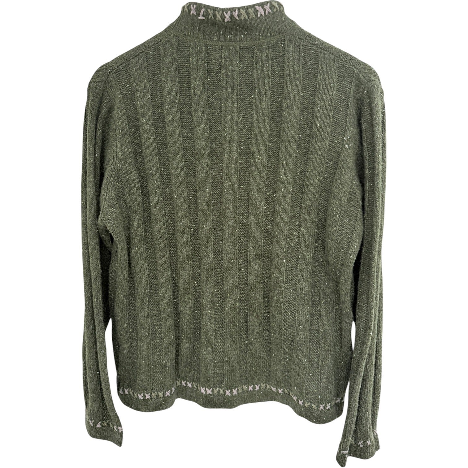 Woolrich Sweater Womens L Green Quarter Zip Knit Pullover