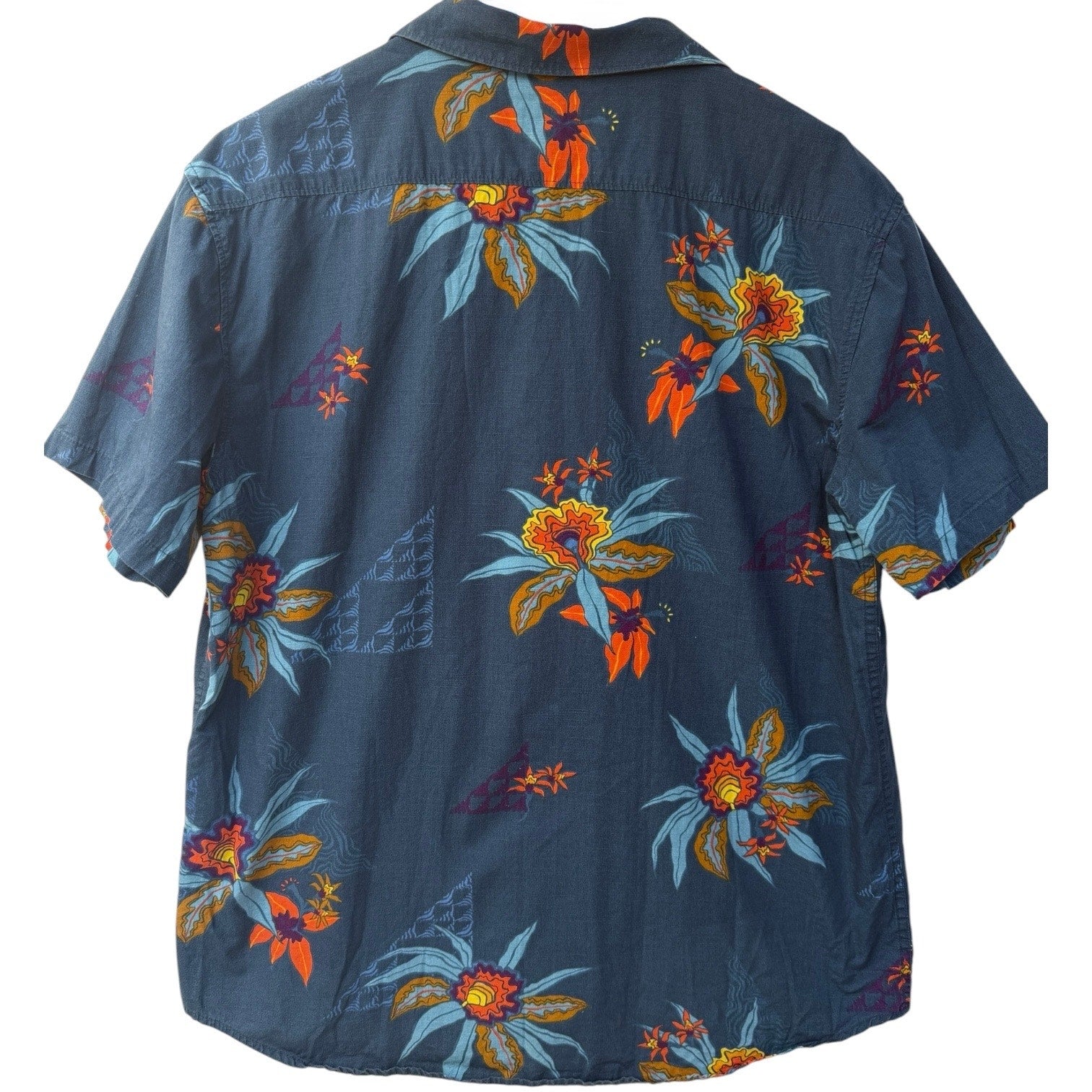 Billabong Hawaiian Shirt Mens Large Blue Floral Short Sleeve Surf Casual