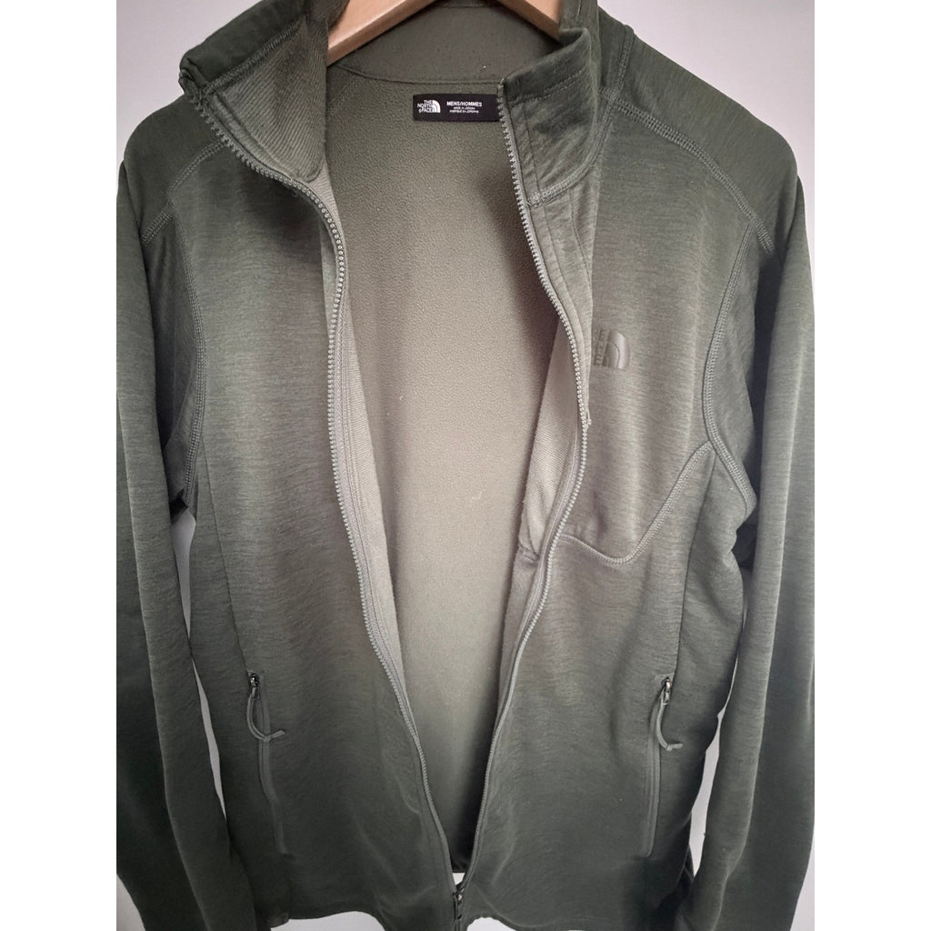 The North Face Men's Full Zip Fleece Jacket Medium Green Stretch Outdoor