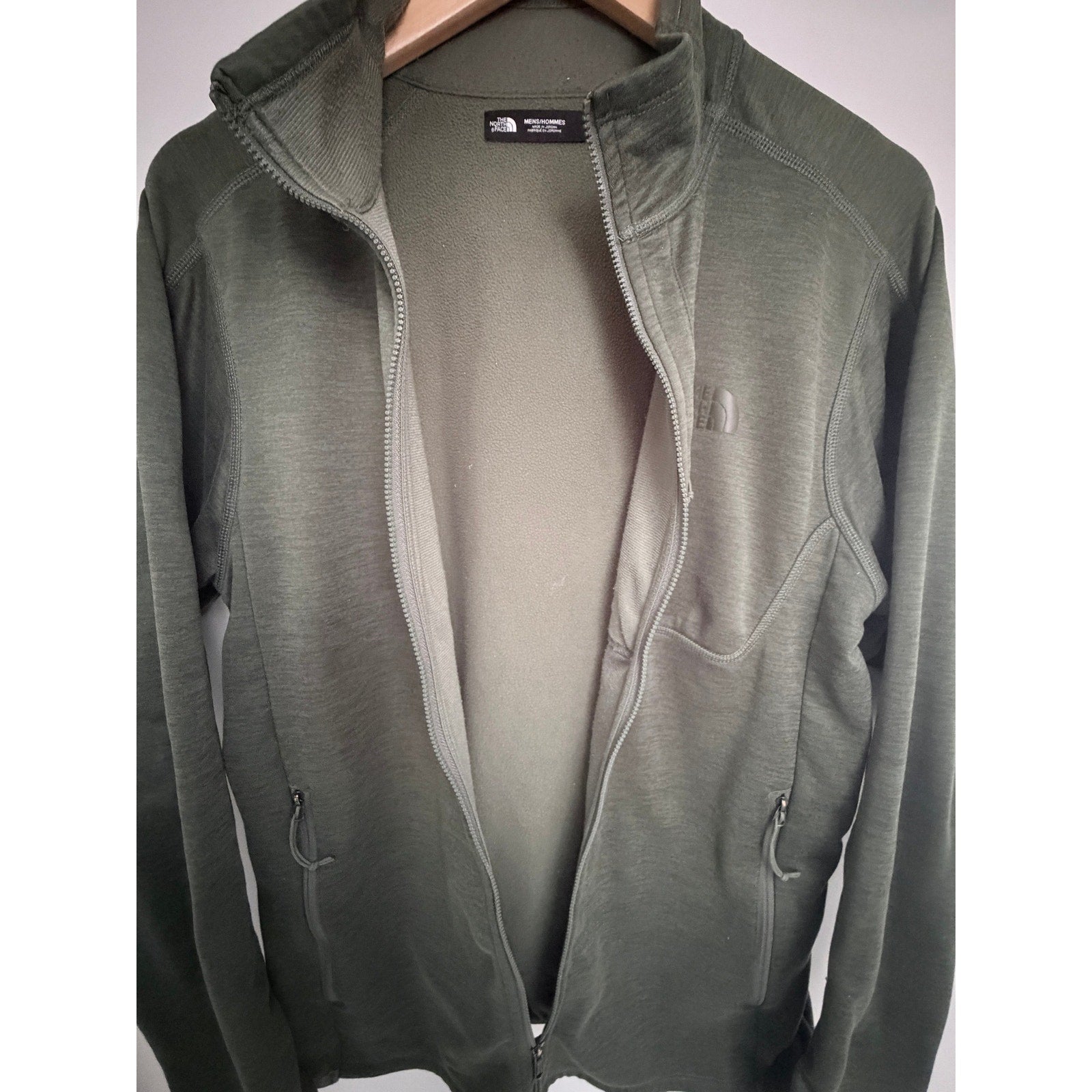 The North Face Men's Full Zip Fleece Jacket Medium Green Stretch Outdoor