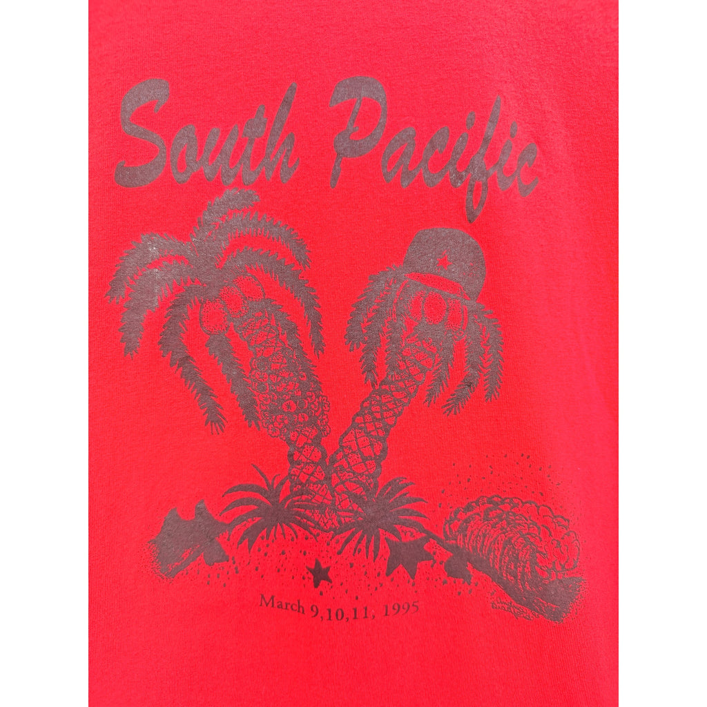 Vintage 1995 South Pacific T Shirt Mens XL Red Tee Jays USA Made Graphic Tee