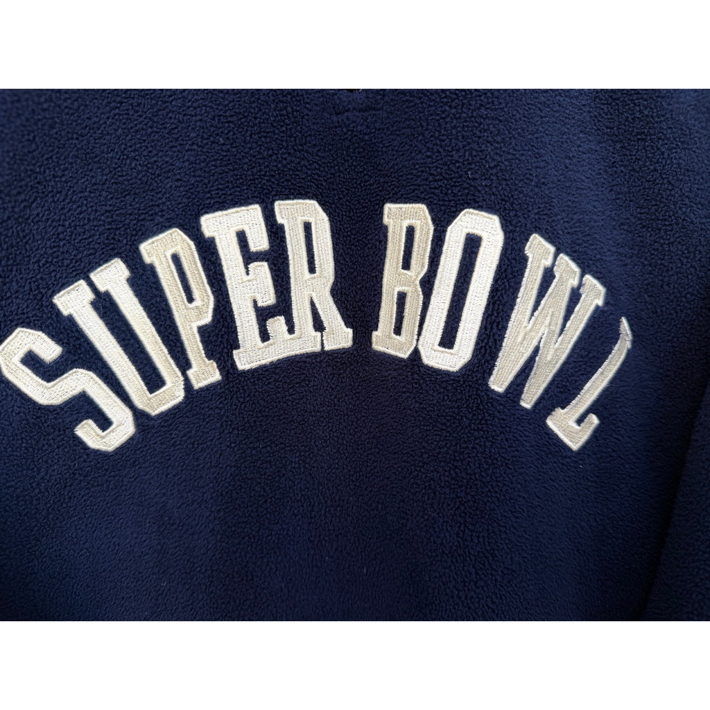 Reebok NFL Super Bowl XXXVI Fleece Mens Large Navy Quarter Zip Pullover