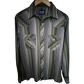 Wrangler Western Shirt Mens Medium Green Gray Pearl Snap Long Sleeve Cowboy