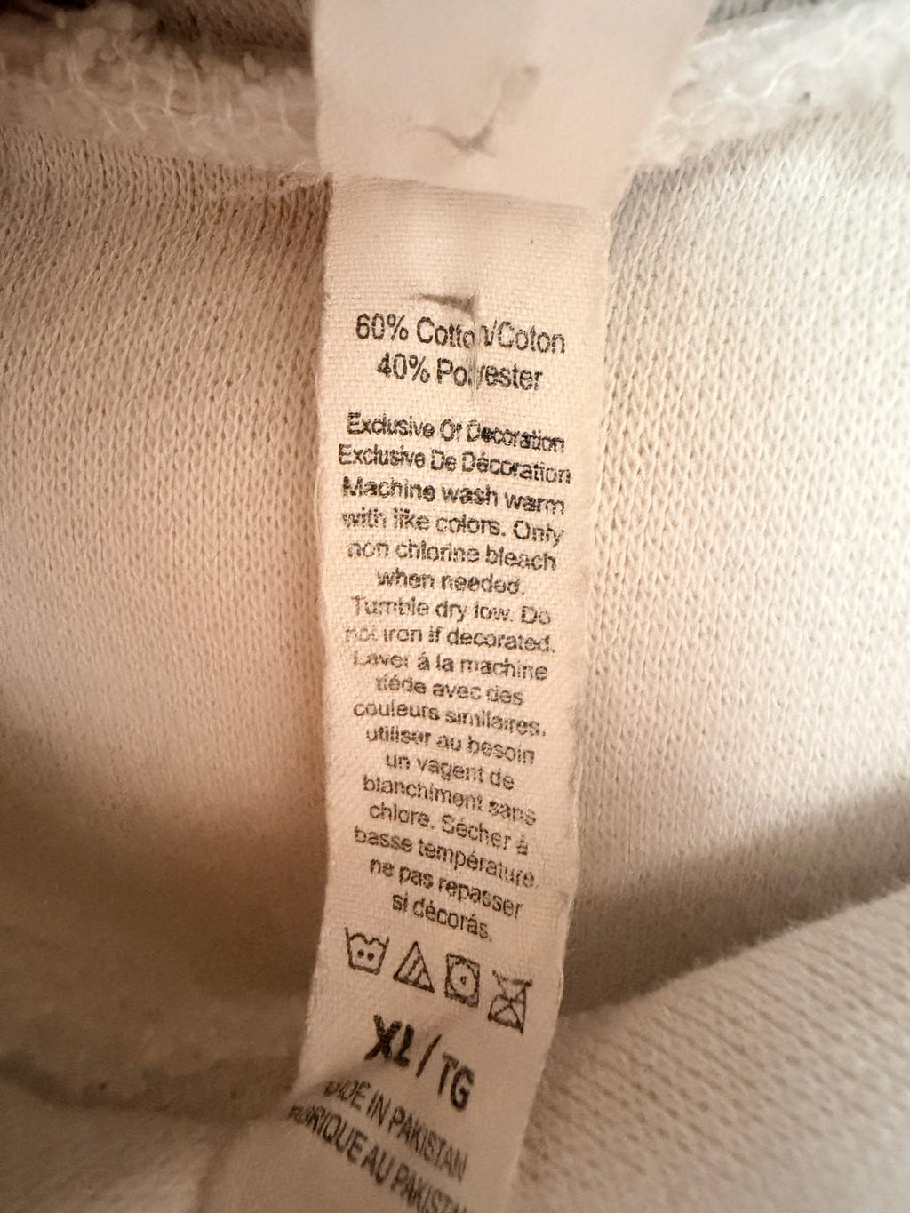 Milltex Men's Off-White Street Fighter II Hoodie — fabric content tag
