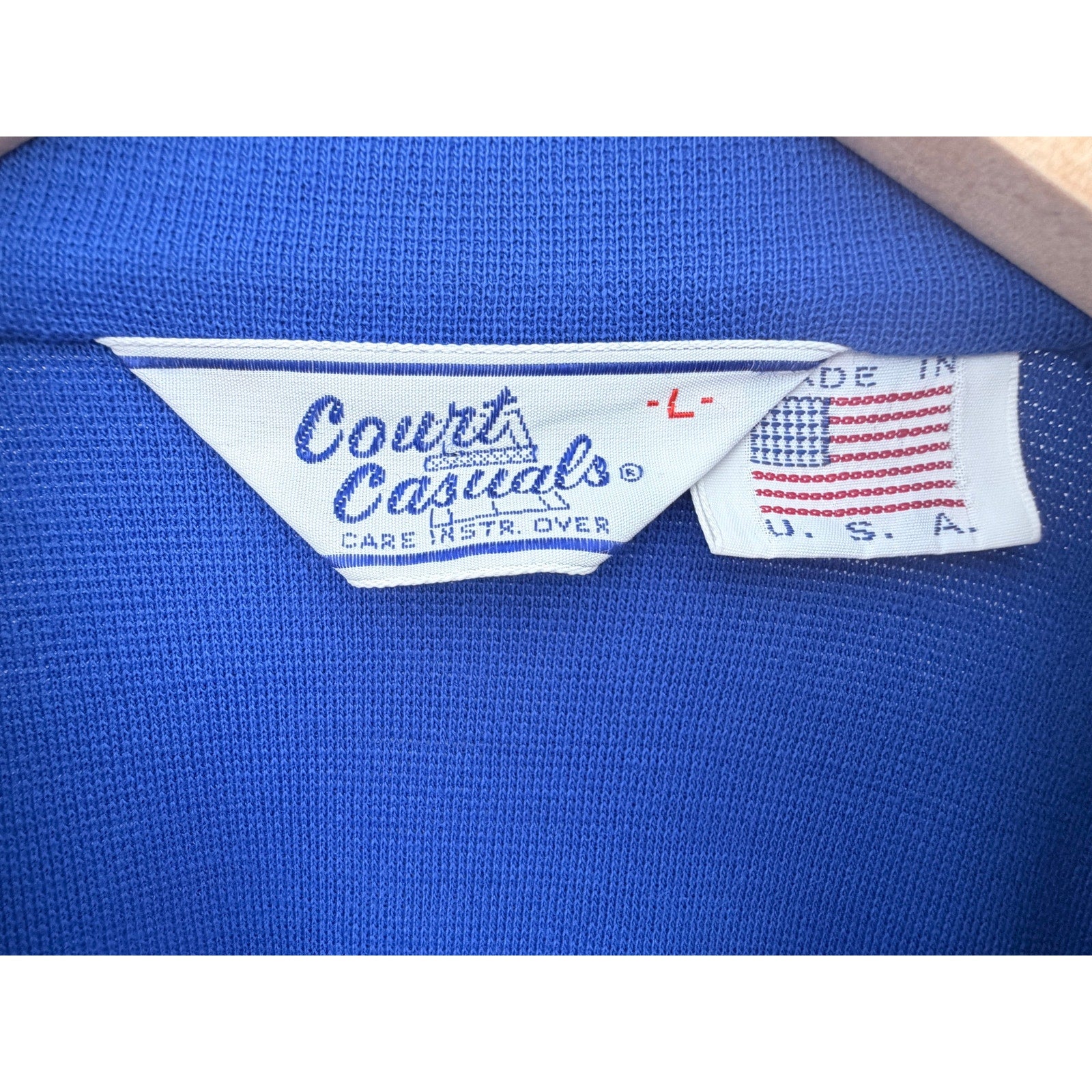 Court Casual Track Jacket Mens Large Blue Yellow Full Zip Vintage USA Made