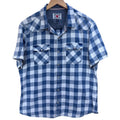 Desert Son Western Shirt Mens XL Blue White Plaid Short Sleeve Snap Button