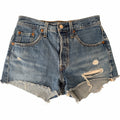 Levi's 501 Womens W25 Blue Distressed Cutoff Denim Shorts