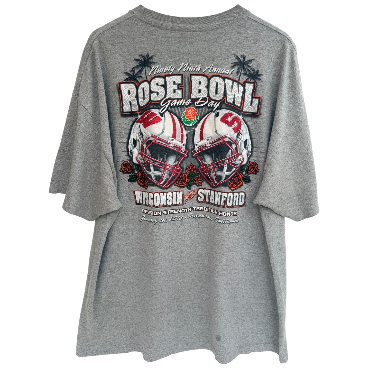 Rose Bowl 2013 Wisconsin vs Stanford T Shirt Mens XXL Gray Football Graphic Tee