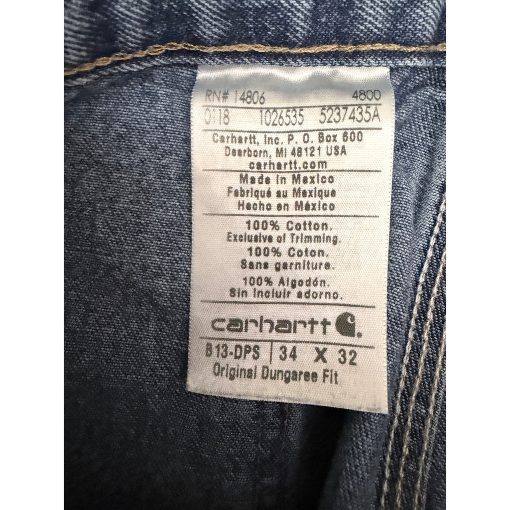 Carhartt B13 DPS Original Dungaree Carpenter Jeans Mens 34x32 Light Wash Denim